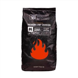 Plexon Oak Restaurant Grade All-Natural Hardwood Medium and Small Sized Lump Charcoal for Grilling and Smoking, 17.6 Pound Bag