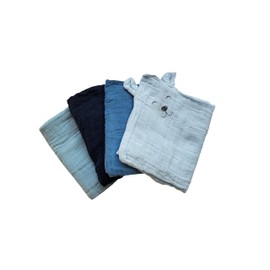 Pippi Muslin Cloths Pack of 4 Burp Cloths Organic Cotton (Sky Blue/Blue)