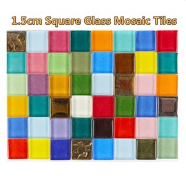 Glass Mosaic Tiles, 200 g, Bulk Square Glass Stones, Glass Tiles, Glass Pieces for Crafts, Home Decoration, 1.5 x 1.5 cm (Purple)