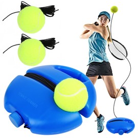 AKONE Tennis Trainer, Tennis Trainer Set, Trainer Baseboard with 3 Wired Tennis Balls, Self-Study Tennis Exercise Training Tool, Tennis Training Equipment for Outdoor Solo Training Adults