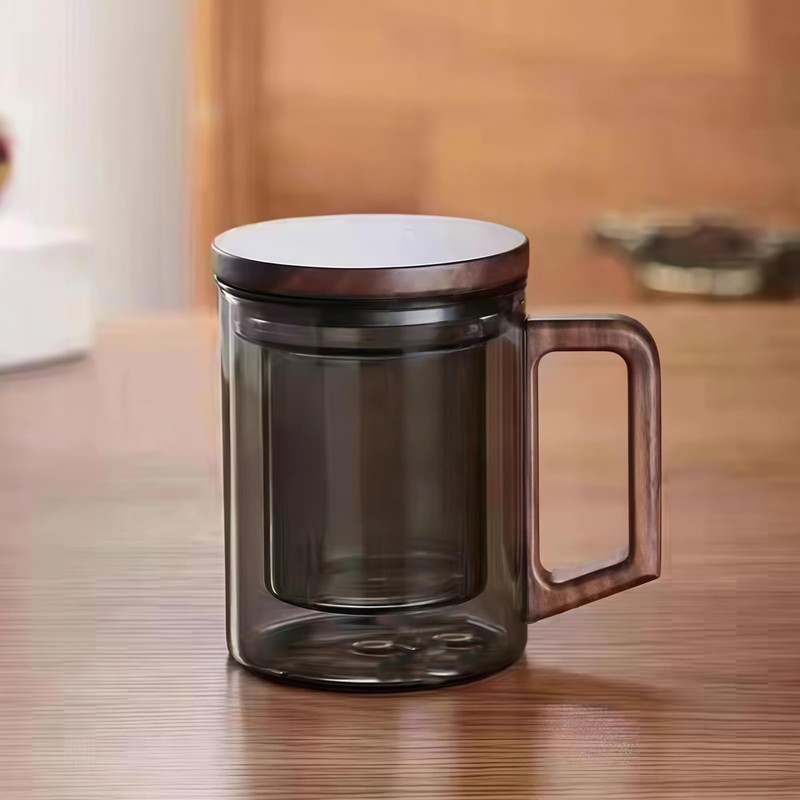 WwwLryct Tea Infuser Mug 400ML/15.5oz，Borosilicate Glass Infusion Mug Dishwasher Safe