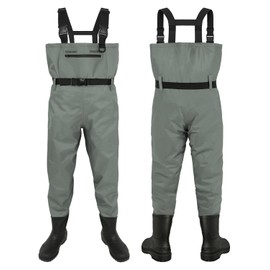DikaSun Fishing Waders for Men Women| 2-Ply Nylon/PVC Waterproof Chest Wader with Boots for Duck Hunting & Fly Fishing| Lightweight Bootfoot Waders