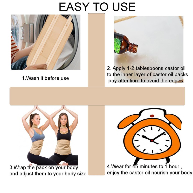 Organic Cotton Castor Oil Pack Wrap,9 Pcs Reusable Pack Kit