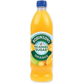 Robinson's Orange Fruit Drink, No Added Sugar, 1 Liter Plastic Bottles (Pack of 12)