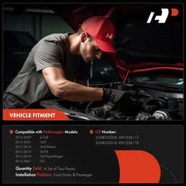 A-Premium Front Hood Hinges Compatible with Volkswagen Golf 2015-2021, Golf Alltrack 2017-2019, Golf R 2015-2019, Golf SportWagen 2015-2019, GTI 2015-2021, e-Golf 2015-2020, 2-PC Set