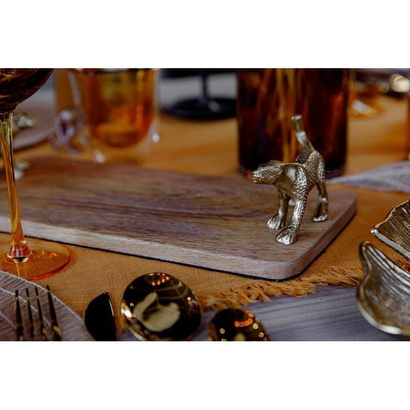 Artesà Rectangular Serving Platter, Mango Wood Board with Leopard Shaped