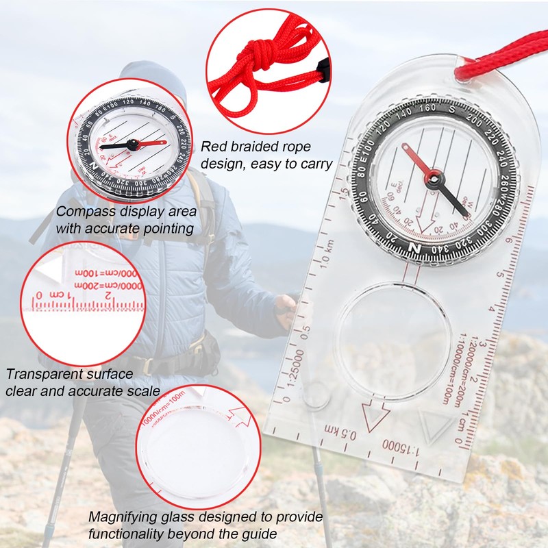 EULAPGOE 2 Pieces Navigation Compass Boy Scout Compass Orienteering Compass