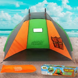 Nature Bound Base Camp 2-Person Kids Beach Tent - Durable Indoor & Outdoor Camping Play Gear for Boys & Girls, Green & Orange