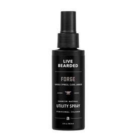 Live Bearded Utility Spray - All Purpose Cologne with Natural Fragrance - Made in the USA - 3.4 fl oz Bottle | Forge Scent - Hinoki Cypress, Clove, Amber