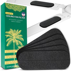 Ceiling Fan Filters for Blades, 5 Pack Activated Coconut Shell Carbon Ceiling Fan Air Filter, Odorless Coconut Carbon Filter for Eliminating Household Pollutants and Purifying Odors