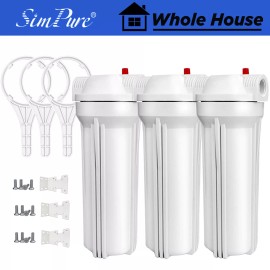 Universal 3 Pack 10 Inch Whole House Water Filter Housing for Home RO Filtration System