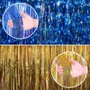 Newhomestyle 2 Pack Metallic Tinsel Foil Curtains Streamer, 3 * 8