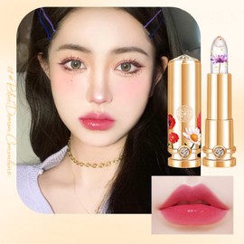 Mrettick 3 Colors Crystal Flower Jelly Lipstick Set,Magic Temperature Color Changing Lip Gloss PH Lipstick Color Changing Jelly Lipstick Waterproof Moisturizer Lip Balm (#1+#2+#3)