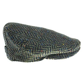 Biddy Murphy Imported Irish Men's Flat Cap, 100% Wool Tweed Newsboy Drivers Cabbie Hat, Large Green