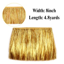 Guirnalda brillante con flecos de 8 pulgadas de ancho y 4.8 yardas para disfraces, vestidos, fotomatón, decoración de fiesta, dorado AIETSYEI
