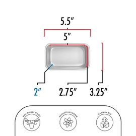 Fat Daddio's BP-5639-2PK Anodized Aluminum Bread Loaf Pan, 4.875 x 2.75 x 2 inch, Set of 2
