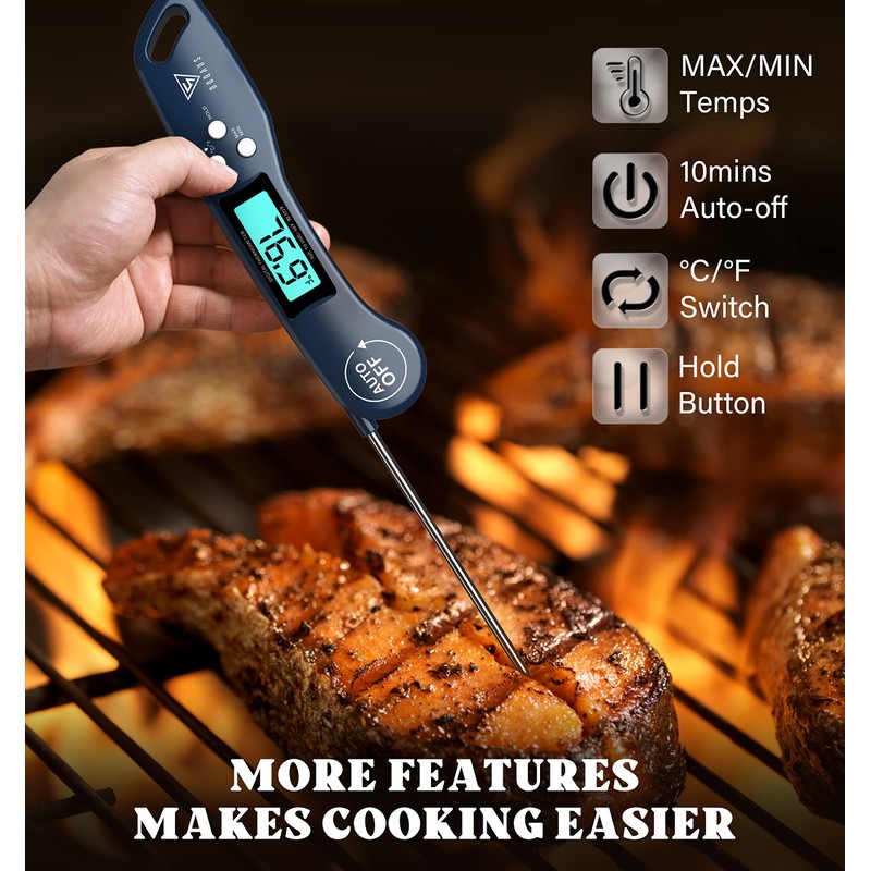 DOQAUS Digital Meat Thermometer, Instant Read Food Thermometer for Cooking,
