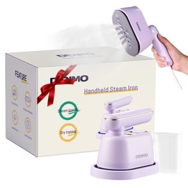 Travel Steamer, Dry & Wet 2 in 1 Portable Steamer for Clothes, 180° Rotatable Mini Steam Iron, Portable Iron for Home, Travel, Dorm, Gifts, School Gift, Home Essential (Purple)