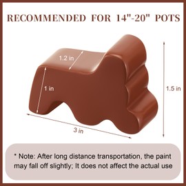 Kigeli 12 Pcs Resin Pot Feet for Outdoor Planters 3 Inch Long 1.5 Inch Tall Flower Handmade Elevator Plant Feet Frost Proof Lifter for 14-20 In Pot(Brown)