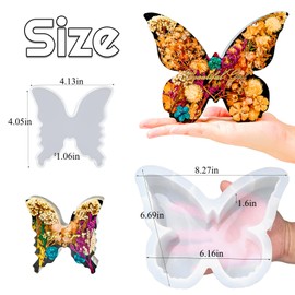 Butterfly Resin Molds Set 5'' Large Ornaments Silicone Epoxy Resin Deep Casting Mold DIY 2 Sizes Butterflies Art Craft Mould for Flower Preservation Bookends Insect Specimen Christmas Home Decorations