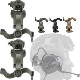 Fast Helmet ARC Rail Adapter Tactical Pickup Headset Suspension Headphone Holder Multi-Angle Rotation for Ops Core ARC & Team Wendym-LOK Rail, Hunting Earmuff Support (OD)