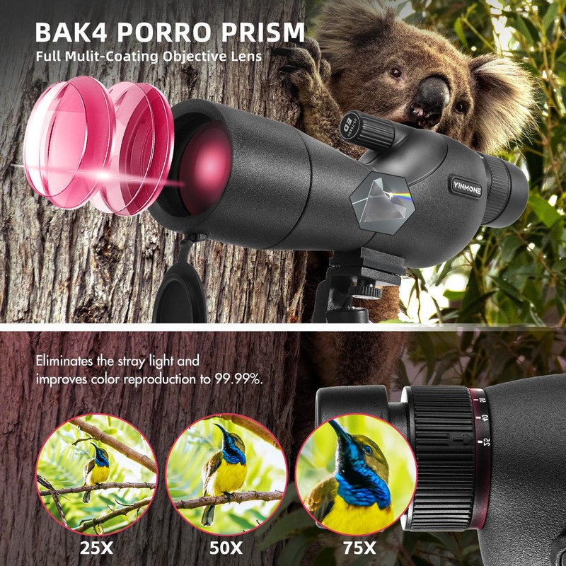 Compact 25-75x60 Spotting Scope Target Shooting Bird Watching Spotter Scope