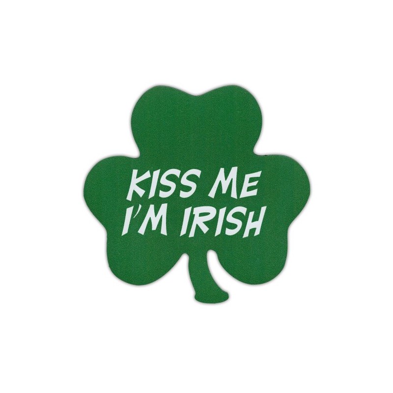 Kiss Me I'm Irish - Clover Shaped Car Magnet -