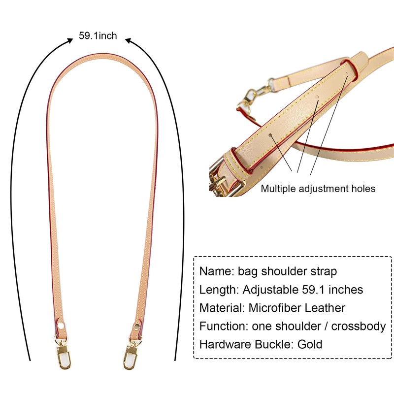 Beige Replacement Leather Strap, 150 cm Shoulder Strap, Genuine Leather,