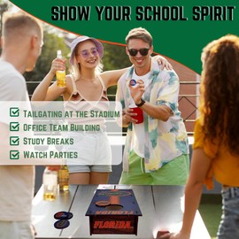 University of Florida Gators Desktop Cornhole Set with Brown Wood Grain Design & Team Logo by Fan Creations – Mini Novelty Game for Workplace, Home, or Dorm – Easy One-Time Assembly – Stress Relief