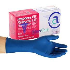 AmerCare Response ER Powder Free Latex Exam Gloves for Medical Professionals, Large, Case of 500