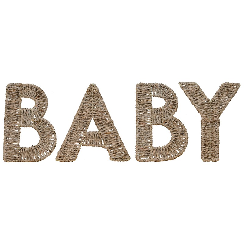 Ginger Ray Shower Wicker Baby Sign Nursery Decoration, Brown