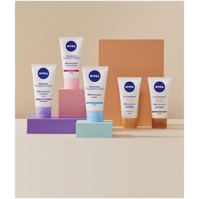 NIVEA 5in1 Tagespflege BB 24h Feuchtigkeit Mittlerer bis Dunkler Hauttyp,