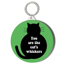 Gift Insanity YOU ARE THE CATS WHISKERS GREEN BACKGROUND SHORT CHAIN KEYRING BOTTLE OPENER