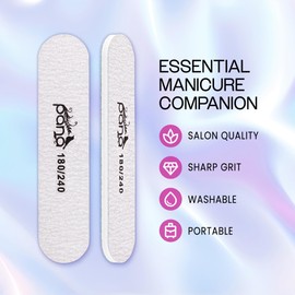 25PCS Mini Size PANA Professional Double Sided Nail Files - Zebra, 180/240 Grit - Emery Board Nail Buffering File Manicure Pedicure Nail Polisher Washable