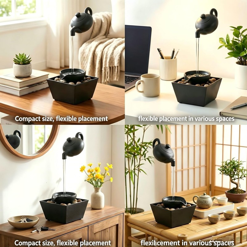 Tissting Tabletop Water Fountain Floating Teapot Indoor Waterfall Feature