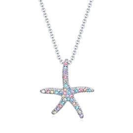 luomart Rainbow Animal Starfish Necklace Gifts for Girls,Starfishes Pendant Jewelry for Women Teen Girls (Mix Starfish)