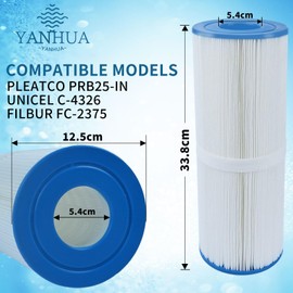 YANHUA Spa Filter for Hot Tub Filter, Compatible with PRB25-IN, for Unicel C-4326, for Filbur FC-2375, for Waterway 817-5000, for Dynamic RDC-25, 5 x 13 IN Spa Filter (PRB25-1PCS)