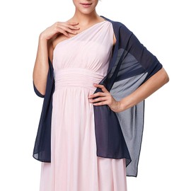 Chiffon Bridal Shawl Wrap Prom Evening Dress Soft Stole Scarves Shawl Wrap for Bridal-Navy