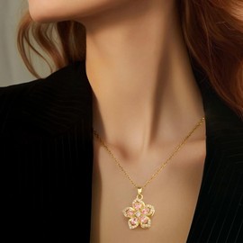 Julyoo Elegant 18K Gold Flower Crystal Pendant Necklace with Delicate Chain alentines Gifts for Girlfriend, Women, Mother, Sister