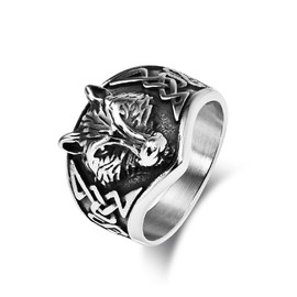 Wolf Head Ring, Celtic Wolf Head Ring for Men, Norse Viking Wolf Ring Rock Wolf Head Jewelry, Viking Warrior Wolf Ring Hip Hop Wolf Totem Ring Wolf Amulet Ring (8)