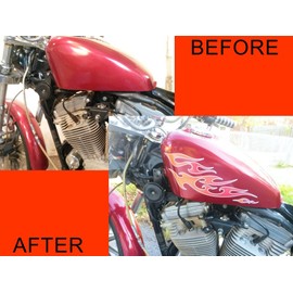 No. 18 Dual Color - Tangerine & Cherry Red - 18pc Tribal Flame Decals for Motorcycle Tank, fenders, Helmet