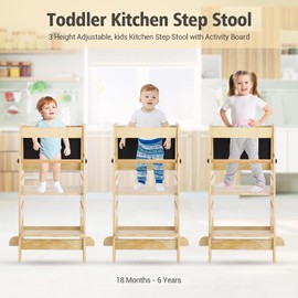 Toddler Standing Tower for Kids, 3-in-1 Kitchen Step Stool for Toddlers, 150LBS Loading Bearing Toddler Tower, Adjustable Toddler Tower Kitchen Standing Tower, Anti-Drop Railing Safety Rail Design