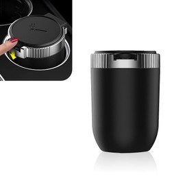 Eratus 1 PC Car Ashtray, Car Multifunctional Ashtray with Lighting LED, Portable Mini Detachable Metal Flame Retardant Liner Trash Can with Lid, Universal for Cars Home Office (Silver)