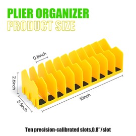 Eikovia Plier Organizer,4 Pack Pliers Organizer, Drawer Organizers for Cutters with Non-Slip Rubber Base, Pliers Rack for Tool Box Drawer, 40 Slots Tool Box Holder,Tools Storage,Green and Yellow