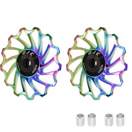 DJC Bike Ceramic Bearing Pulley Wheel 2pcs Guide Roller 11T 12T 13T 14T 15T 16T MTB Road Bike Rear Derailleur for Shimano for Sram Pulley oilslick (oilslick, 2pcs 13T)…