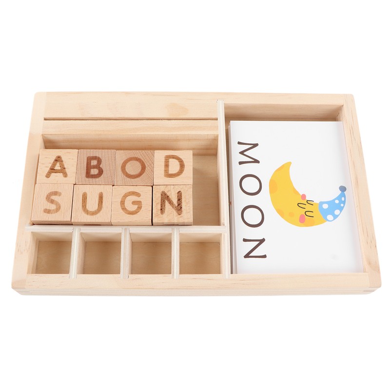 ABC Building Blocks English Letters 8 Blocks 30 Cards Wooden