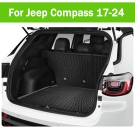 Liizoo Cargo Liner Fits for Jeep Compass 2017-2025 Trunk Liner All Weather Cargo Mat, Custom Fit TPE Anti-Slip Car Seat Back Protector Accessories (with Backseat Mat)