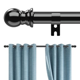Curtain Rods for Windows 66 to 144, 1 inch Heavy Duty Splicing Curtain Rod for Adjustable, Easy Install Drapery Rod for Patio Outside, Bedroom, living room, Long 144 inch Curtain Rods, Black