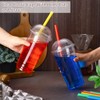 Lallisa 100 Sets Clear Plastic Cups with Dome Lids and