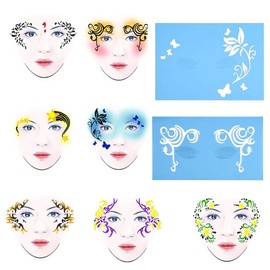 Delaman Face Paint Stencil Reusable Tattoo Painting Template Body Art Flowers Face Makeup Design Tools 7style / Set (Pattern: #1)
